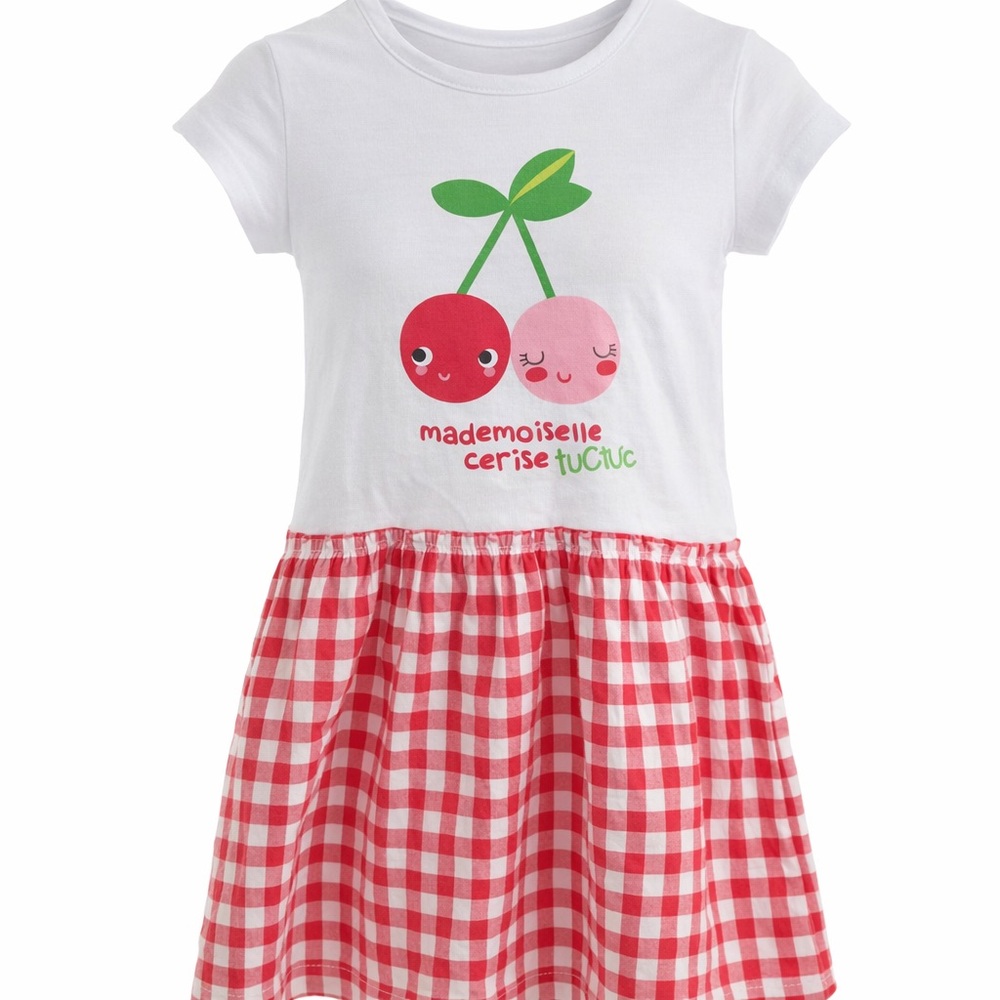 NWT TucTuc white dress with cherry print size 3